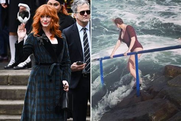 Christina Hendricks, 48, shows off her drastic weight loss in a swimsuit as she takes a dip in ocean